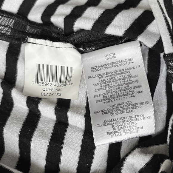 BCBGMaxAzria Black & White Striped Ruched Mesh Bodycon Dress, sz XS - Picture 12 of 14